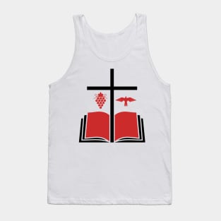 The cross of Jesus Christ, an open bible and a dove - a symbol of the Spirit. Tank Top